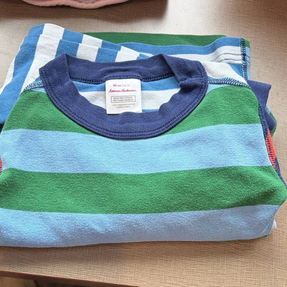 Hanna Andersson Blue and Green Striped Kids Pajamas